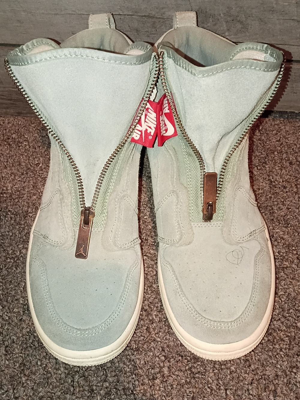 Nike Air Jordan 1 Retro High Zip Suede Micah Green 8 Womens